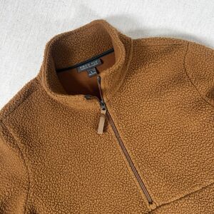 Free Fly Women’s Sherpa Fleece Pullover Large Brown Half Zip Cozy Teddy Bamboo